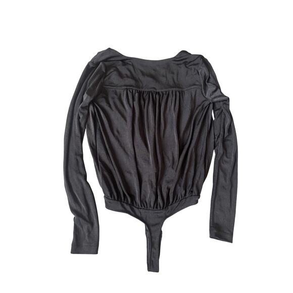 NWOT Free People | Chocolate Brown Deep V-Neck Turnt Thong Bodysuit | Size S - Picture 6 of 10